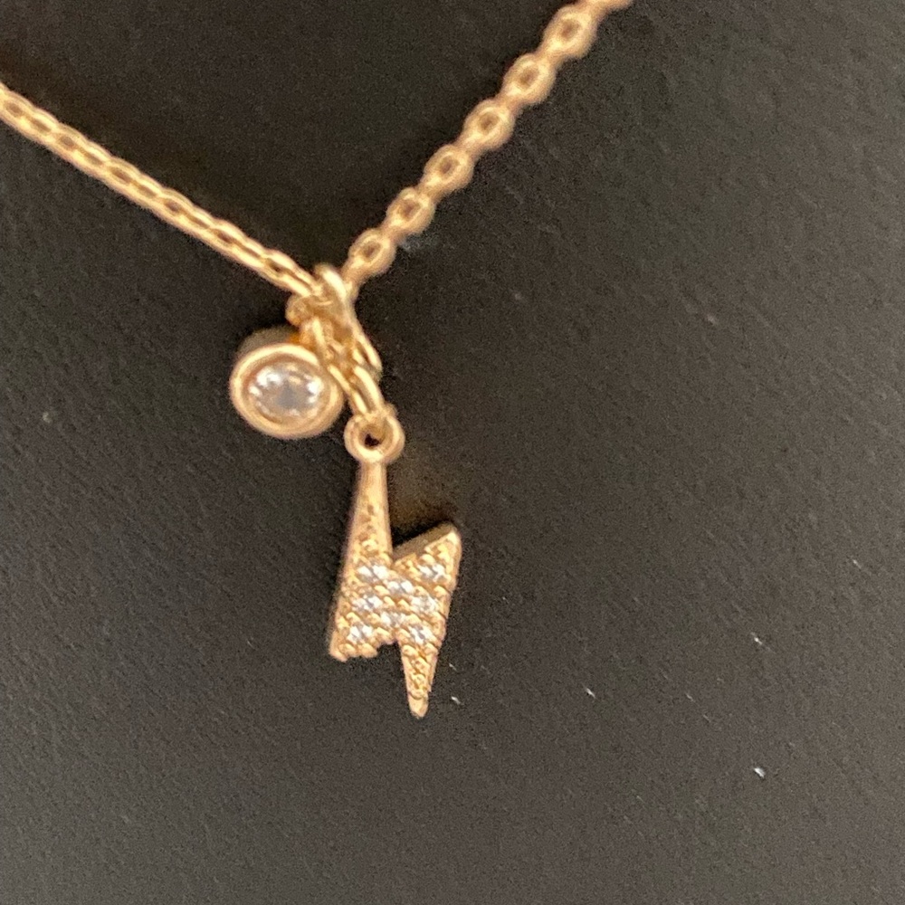 Loren Olivia NWOT CZ Lightning Bolt & Charm Necklace